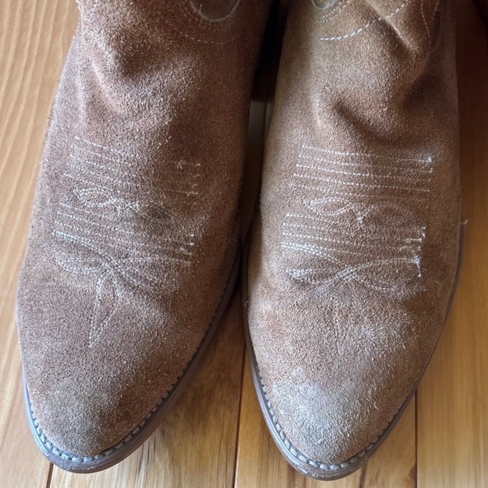 Vintage Laredo Tan Suede Cowboy Boots - Picture 3 of 6